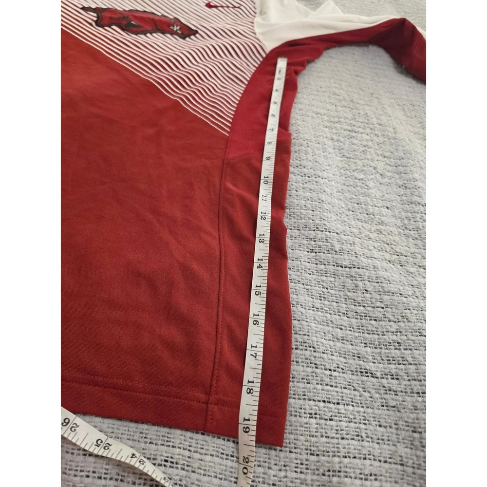 Nike Arkansas Razorbacks Dri-FIT Long Sleeve Shirt Mens Medium Red White HO14